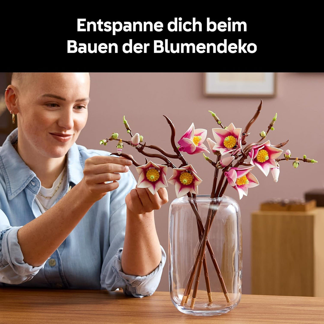 LEGO Botanicals Magnolienzweige - Kunstblumen Set für Erwachsene - 5 künstliche Magnolien für Deko i