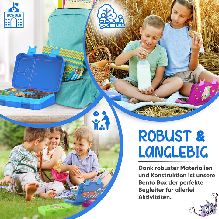 TAKWAY Brotdose Kinder mit Fächern 4+2 - robust & kinderfreundlich - Bento Box Lunchbox für KiTa Sch