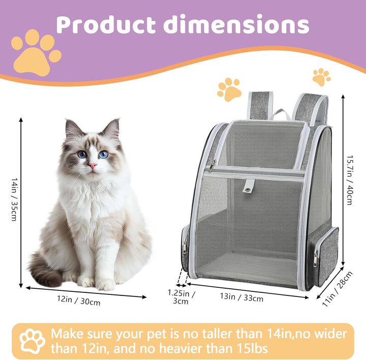 Belüfteter Rucksack für Katzen, Hunde, Kaninchen, für kleine Haustiere und Welpen, 40 x 32 x 28 cm,