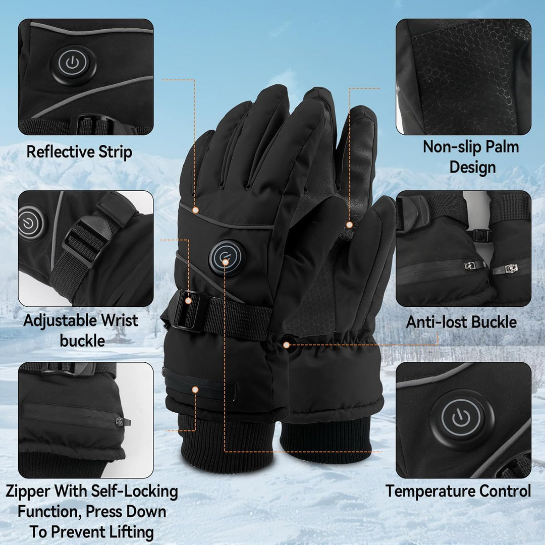 Beheizte Handschuhe für Männer Frauen, 7.4V 5000mAh /6000mAh Wiederaufladbare Handwärmer Touchscreen