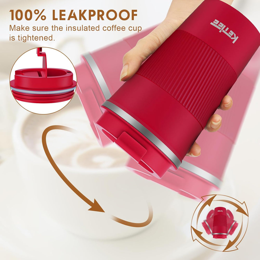 KETIEE Kaffeebecher to go,510ml Thermobecher Kaffee-to-go,Kaffeebecher Thermo,Doppelwandig Reisebech