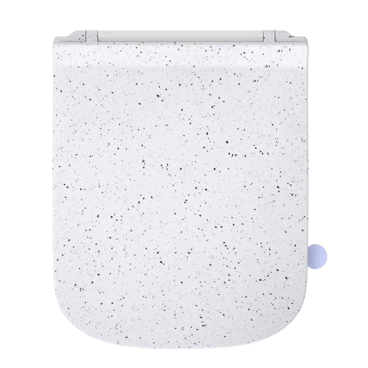 WC Sitz mit Absenkautomatik, Toilettendeckel Eckig Form, Klodeckel Weiss Marmor, Klobrille Softclose