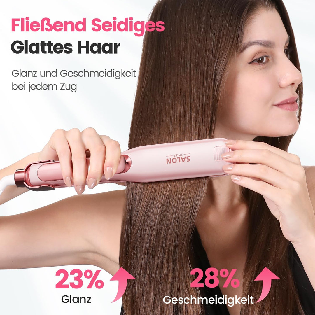 Dekuri Glätteisen, 42 mm breite Platten, wasserbasierter Keramik-Glätteisen Locken und Glätten, Haar