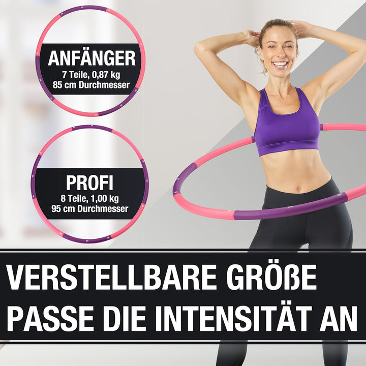 Sports Hula Hoop Reifen Erwachsene – Fitnessreifen zum Abnehmen – 1,0 kg & 95 cm Durchmesser – Für A