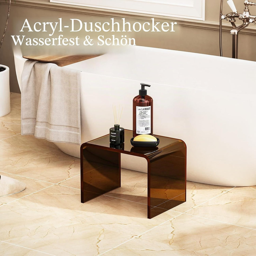 Acryl-Tritthocker, Kleiner transparenter Fusshocker für Badezimmer, Schlafzimmer, Küche, belastbar b