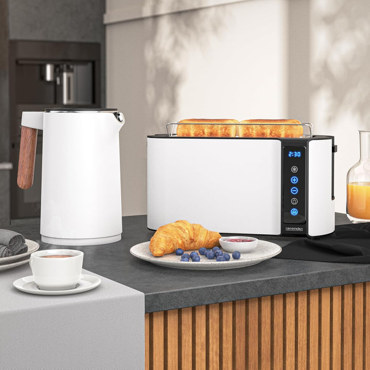Arendo - Wasserkocher Toaster SET - Edelstahl - Wasserkocher mit Temrpatureinstellung - 45-100 Grad