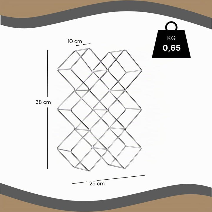 DESIGN DELIGHTS WEINFLASCHENHALTER Quadrat | Metall, Silber, 46 cm | Weinständer, Weinregal, Flasche