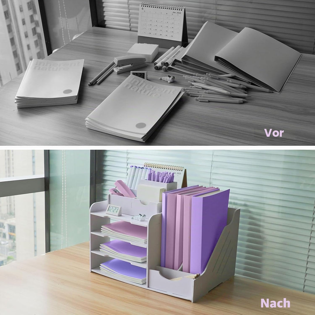 Briefablage Organizer, A4 Papier Ablagefächer, 4-stöckiges Büro Aktenablage, Schreibtisch Datei Tidy