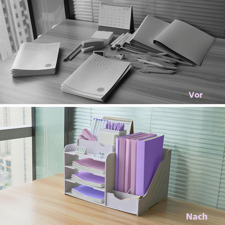 Briefablage Organizer, A4 Papier Ablagefächer, 4-stöckiges Büro Aktenablage, Schreibtisch Datei Tidy