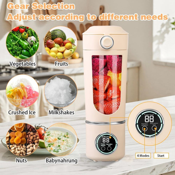 Tragbarer Mixer, 700 ml Mixer Smoothie, Mini-Standmixer mit 12 Edelstahlklingen und Digitalanzeige,