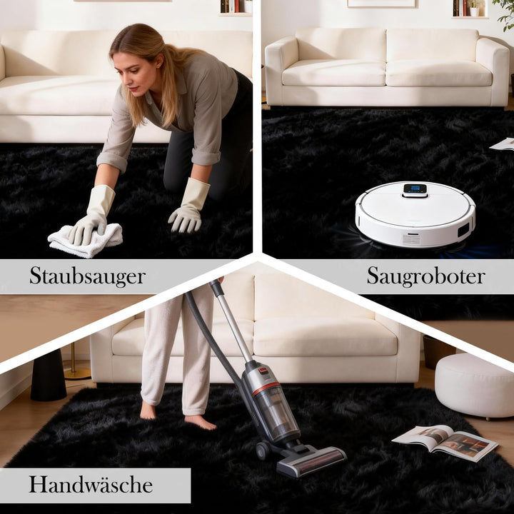 VOFUSHON Wohnzimmer Hochflor Teppich,Shaggy Flur Läufer Teppich Modern Flauschiger Weich Teppich Gro