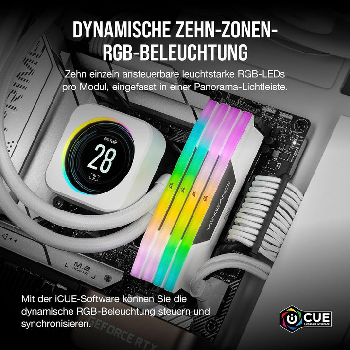 Corsair Vengeance RGB DDR5 RAM 32GB (2x16GB) 6400MHz CL36 Intel XMP iCUE Kompatibel Computer Speiche