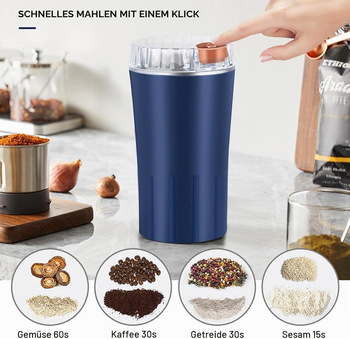 Vegena: Elektrische Kaffeemühle, Gewürzmühle, 300W, Edelstahlklinge, für Kaffeebohnen, Gewürze, Kräu