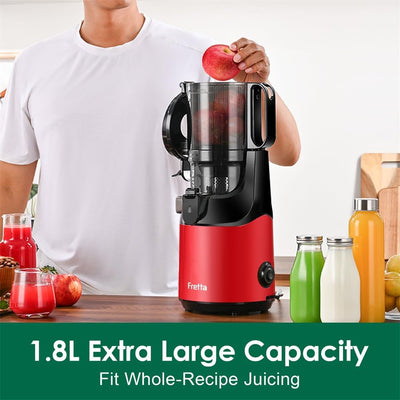 Fretta Entsafter Slow Juicer mit 135mm Öffnung,Entsafter Gemüse und Obst,250W Mastizier-Entsafter mi