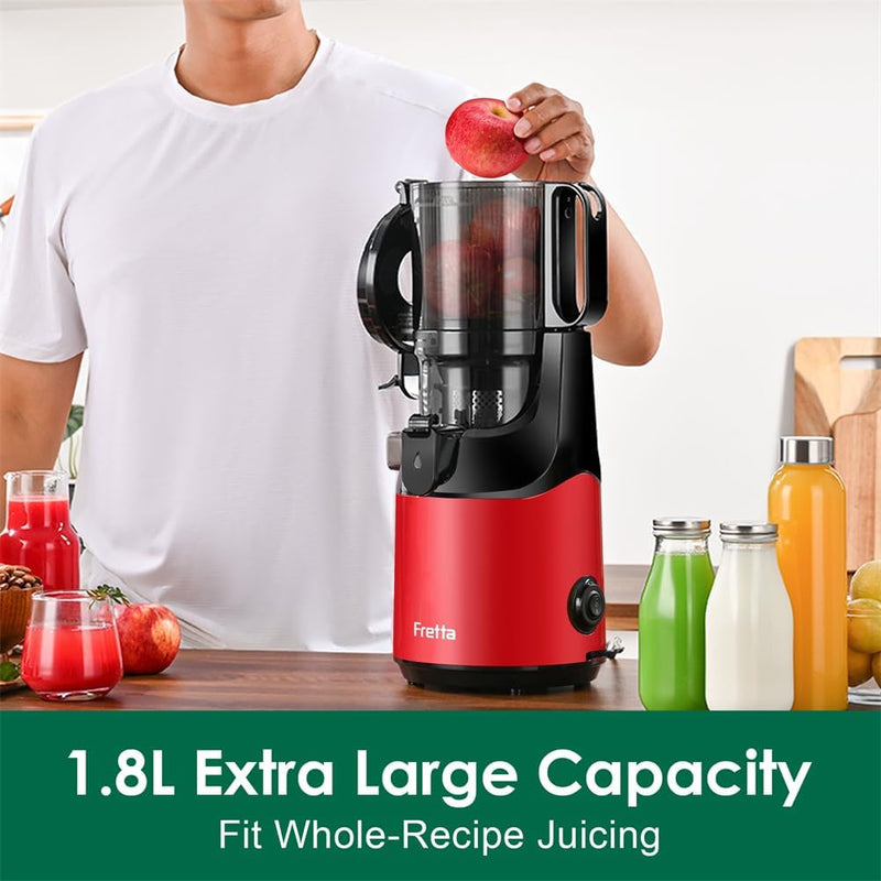 Fretta Entsafter Slow Juicer mit 135mm Öffnung,Entsafter Gemüse und Obst,250W Mastizier-Entsafter mi