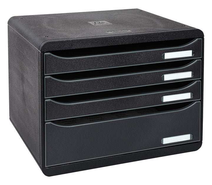 Exacompta 315714D Ablagebox EcoBlack Querformat mit 4 Schubladen für DIN A+ Dokumente. Belastbare Sc