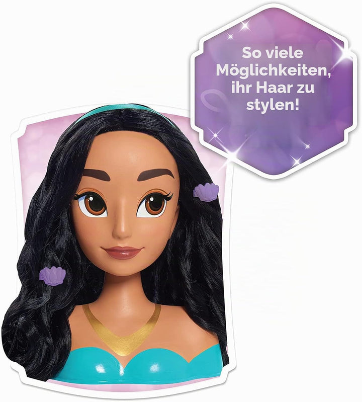 Disney Princess Jasmin Frisierkopf 20cm mit 14 Zubehörteilen für Styling-Spass, ab 3 Jahren, Just Pl