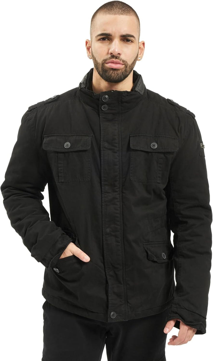 Brandit Winter-Jacket - Stylische Jacke für Herren mit versteckter Kapuze, Stehkragen und Baumwollfu