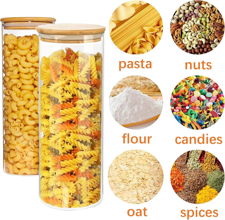 Keyoung 2 Stücke Müsli Aufbewahrung glas, Vorratsgläser mit Deckel 2100ml für Hafer, Müsli, Nudeln,