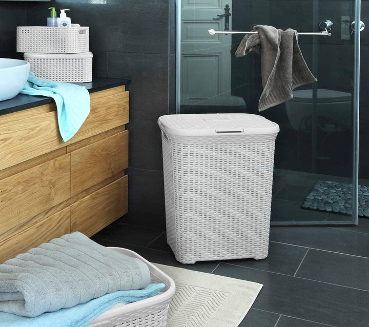 CURVER Style 60L Wäschebox, Plastik, Creme, 44.8 x 34.1 x 61.5 cm Einzelbett 44.8 x 34.1 x 61.5 cm,