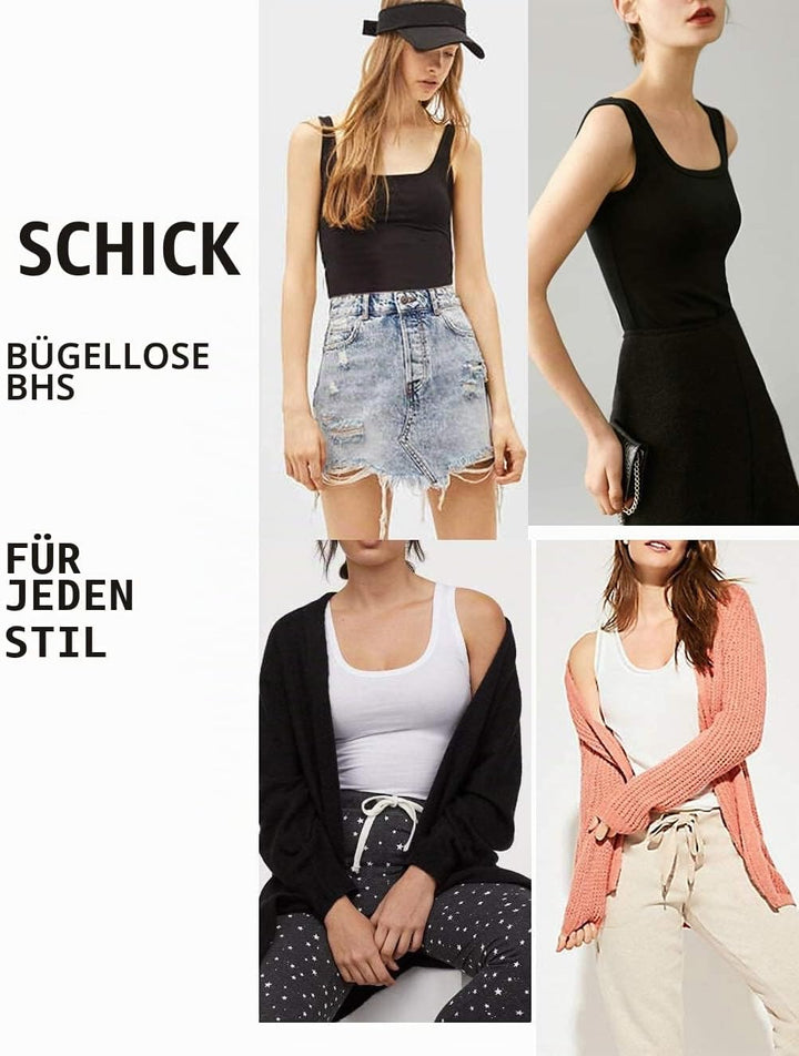 STARBILD Damen Unterhemd BH-Hemd Basic U-Ausschnitt Eingebauter BH Bügelloser Gepolstert Tank Tops,