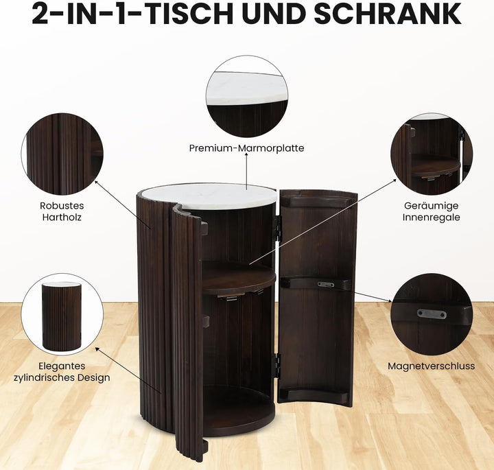 iAnanas Barschrank Premium Luxus Rustikales Weinregal aus Holz mit Marmorplatte dekorativer Weinstän