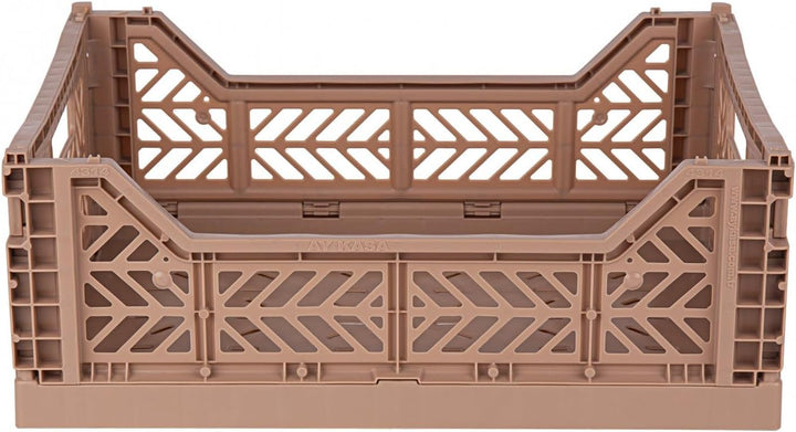 AYKASA Klappkiste, stabile Faltkiste aus Kunststoff, stapelbar, Warm Taupe, Midi (40x30x14cm) Warm T