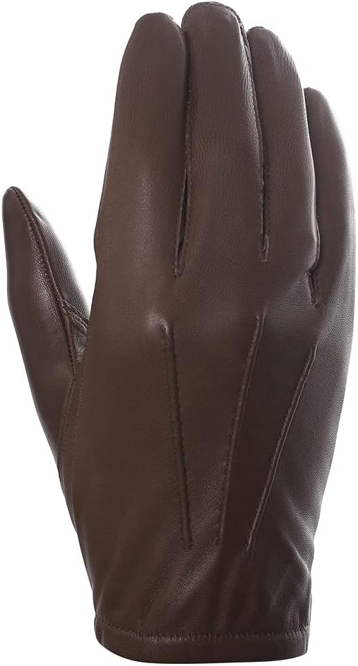 Harssidanzar Herren dünne ungefütterte Lederpolizeihandschuhe GM031EU S Satte, S Satte