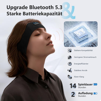 LC-dolida Schlafkopfhörer Bluetooth 5.3, Schlaf Strinband Kopfhörer Headband Schlafmaske, Sportskopf