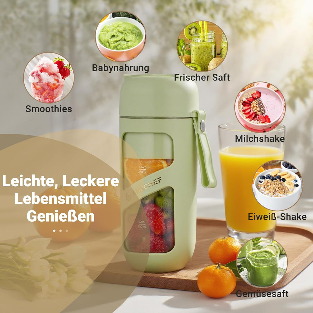 AMZCHEF Smoothie Maker To Go - Antioxidantien Vakuum Bottle Blender mit 10 Klingen für Fresh Juice,