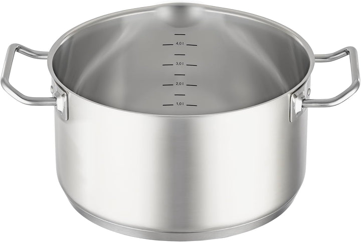 RÖSLE EXPERTISO Kochtopf, Hochwertiger Universaltopf aus Edelstahl 18/10, 24 cm, Glasdeckel, Innensk