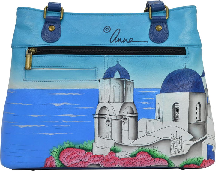 Anna by Anuschka Damen Satchel Shoulder Handbag echtes Leder Magisches Griechenland, Magisches Griec