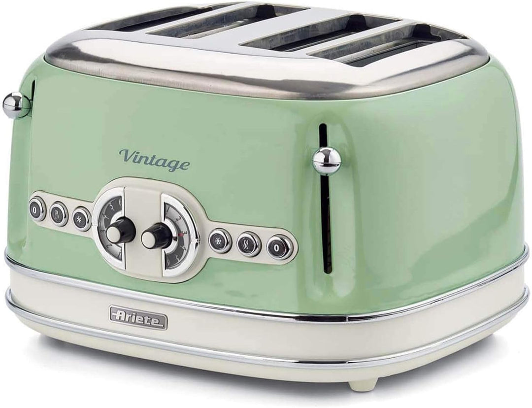 Ariete,156 Toaster im Vintage-Design für 4 Scheiben, 1600 W, 6 Toaststufen, aus lackiertem Edelstahl