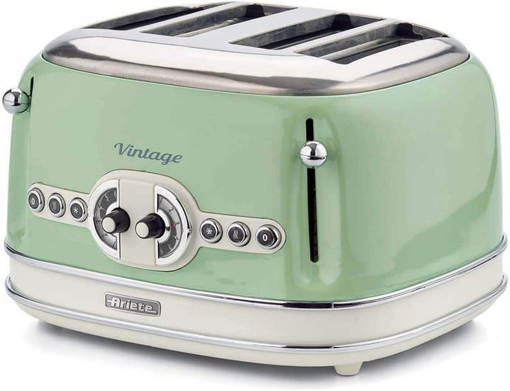 Ariete,156 Toaster im Vintage-Design für 4 Scheiben, 1600 W, 6 Toaststufen, aus lackiertem Edelstahl