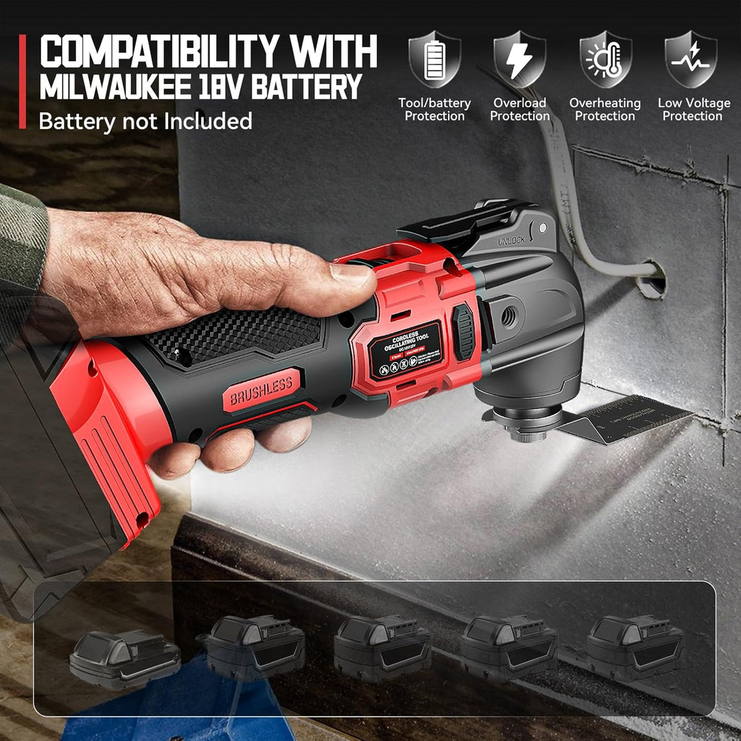 Ecarke Akku-Multifunktionswerkzeug kompatibel mit Milwaukee Akku 18V Li-Ion,Multitool 6 Einstellbare