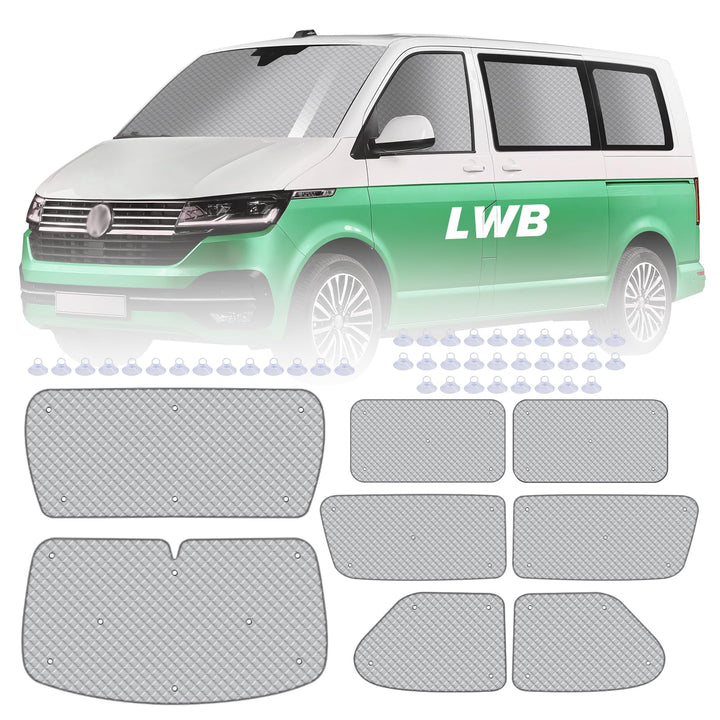 MaxEarn 8Stk Thermomatte Fahrerhaus passend für LWB VW T4, Luxus Interne Auto Sonnenblende Frontsche