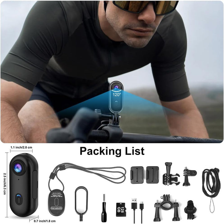OBEST Mini Action Kamera mit 128GB 360 Action Cam WiFi Bodycam Körperkamera, 1080P Unterwasserkamera