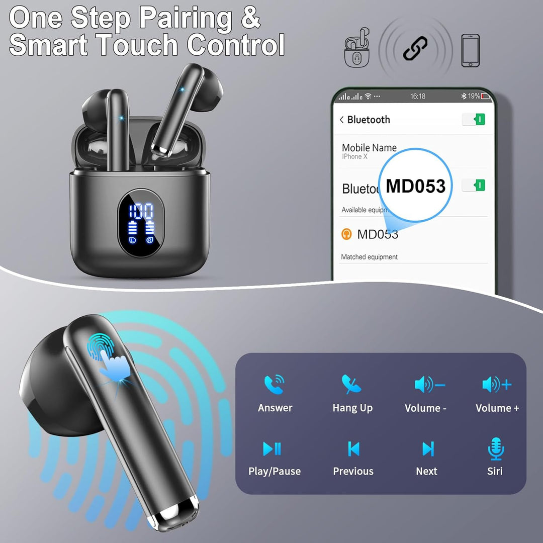 Drsaec Bluetooth 5.4 Kopfhörer, 2025 Neu In Ear Kopfhörer Kabellos Bluetooth 6D Tiefer Bass Kabellos