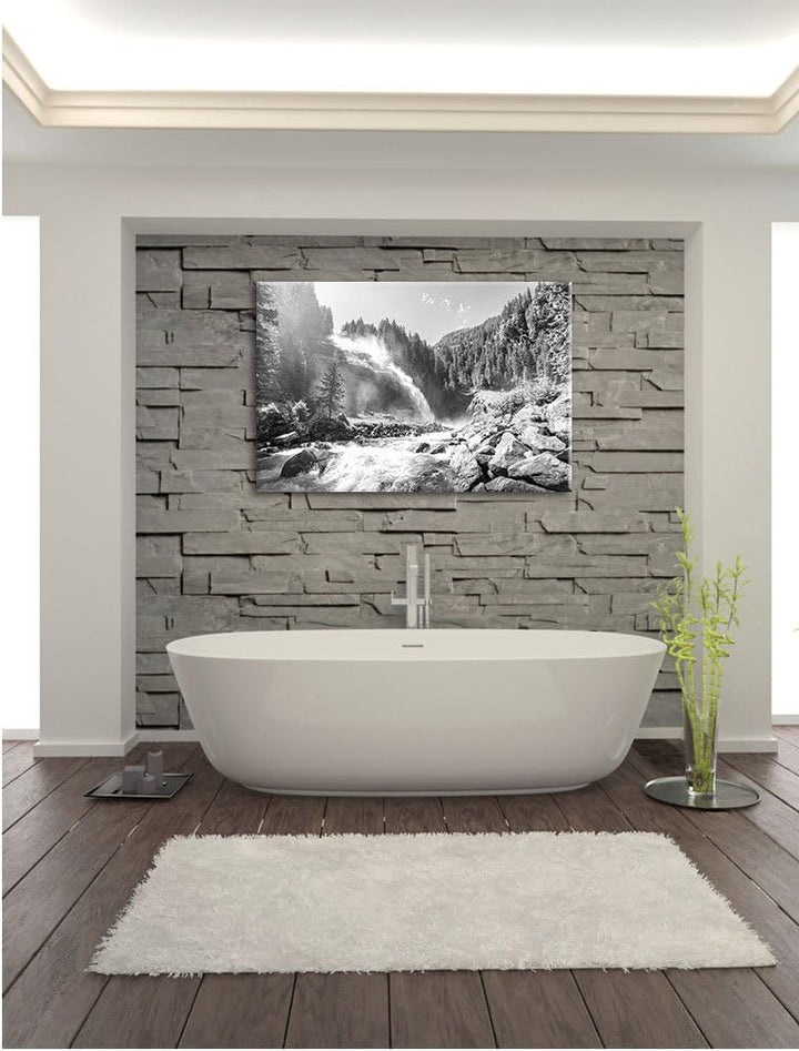 Pixxprint Die Krimmler Wasserfälle im Nationalpark Salzburg Kunst B&W, Format: 100x70 auf Leinwand,