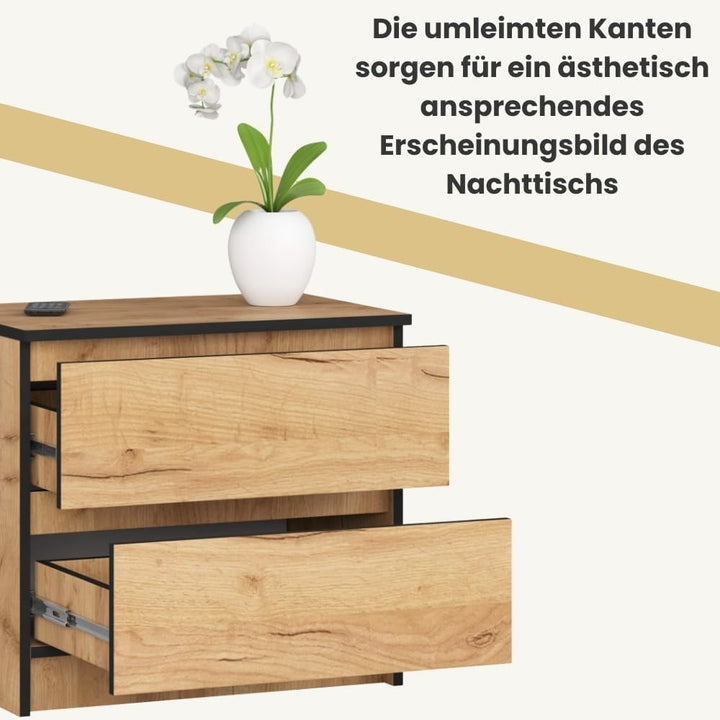AKORD Kommode K60 mit 2 Schubladen | für das Wohnzimmer Schlafzimmer Schrank Büro Arbeitszimmer | Mo