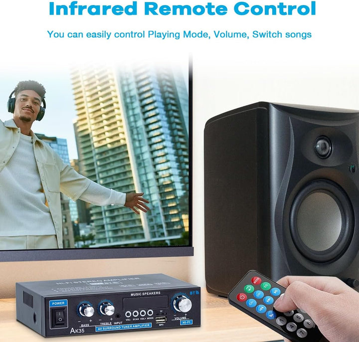 Hosyond AK35 Bluetooth 5.0 Stereo Verstärker 2.0 Kanal 30Wx2 | Mini Audio Empfänger, Heim HiFi Verst