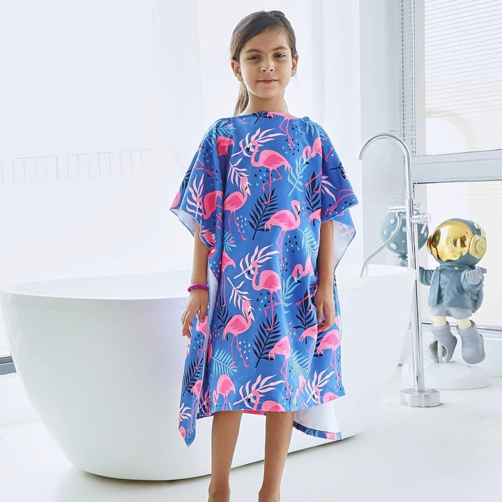 KAKU NANU Badetuch für Kinder, Strandtuch, Kinder, niedliches Motiv, Umhang, Poncho, für Kinder, Mäd