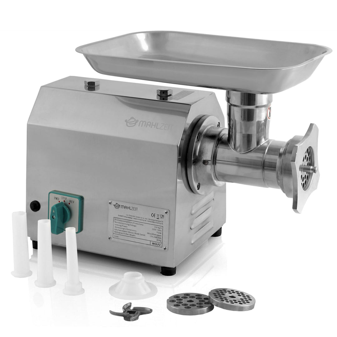 Zelsius Profi Edelstahl Fleischwolf elektrisch | 750W - 150kg/h | Faschiermaschine aus Edelstahl, Wu