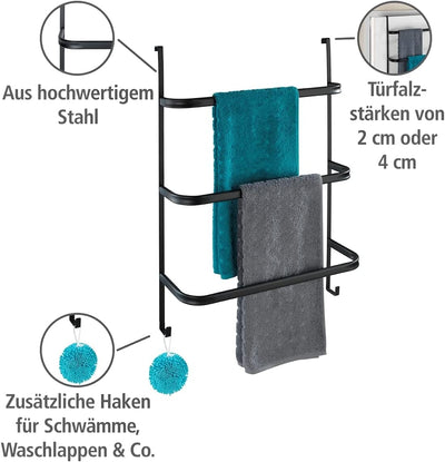 WENKO Handtuchhalter Irpinia, für das Bad ohne Bohren, zum Einhängen, mit 3 Handtuchstangen, Stahl,