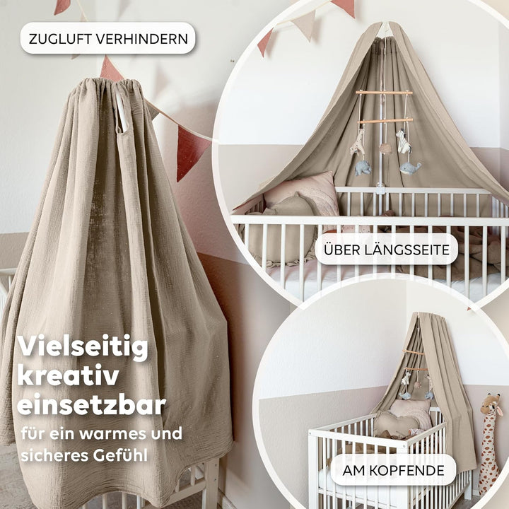 lilimaus Betthimmel Babybett mit Gold Applikation in 12 Farben [inkl. Himmelstange] - Himmel Babybet