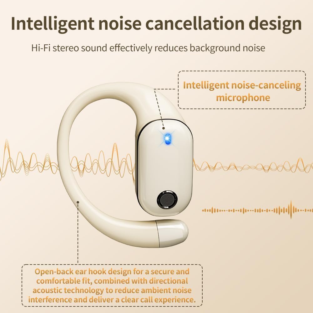 Open-Ear Bluetooth Kopfhörer, Bluetooth 6.0 Wireless Ohrhörer Sport mit LED-Anzeige, IPX6 Wasserdich