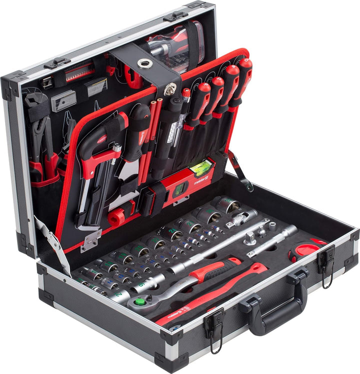 Meister Werkzeugkoffer 131-teilig - Stabiler Alu-Koffer -Set - Für Haushalt, Garage & Werkstatt / Pr