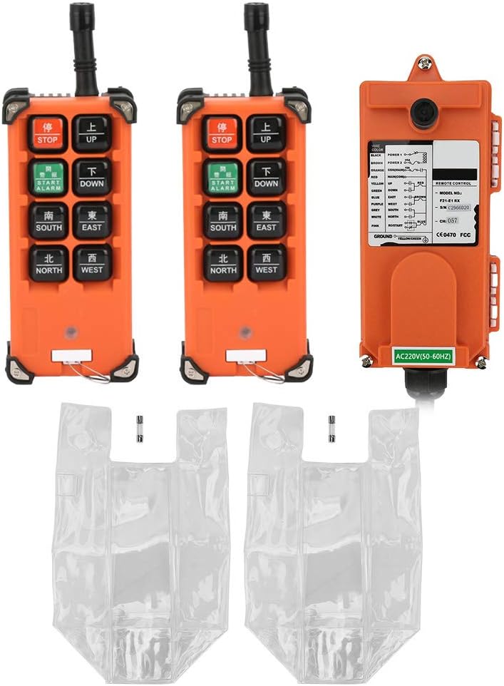 Fafeicy Drahtlose Fernbedienung Hebezeug Fernbedienung 2 Sender + 1 Empfänger, 220 V, IP65, Sonstige