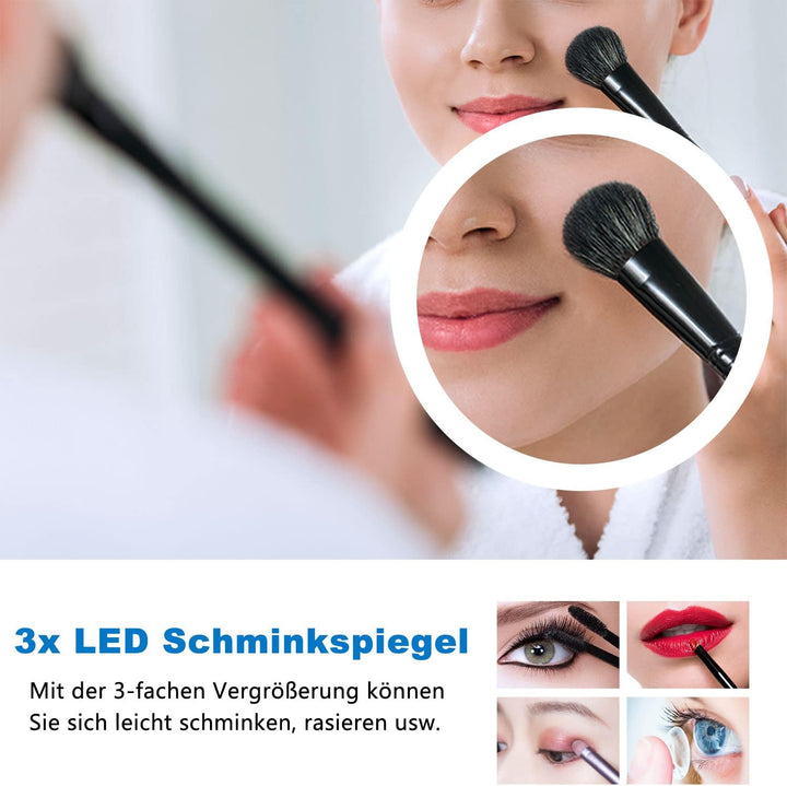 Aica Sanitär LED Badspiegel 80×60cm 2 Lichtfarbe 2700/6000K Wandspiegel mit Bluetooth, Uhr, Touch, B