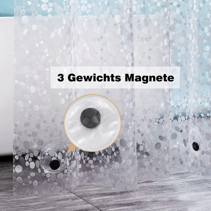 EurCross Anti-Schimmel Duschvorhang 200x200 mit 3 Stärkeren Magnete Unten, Transparent Wasserdicht W